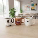 Cartoon Bear Ceramic Mug Set With Spoon – 3 Pieces Colorful Coffee Cups