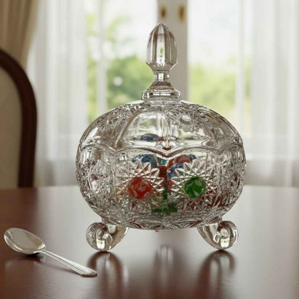 City Glass Bohemia Candy Dish 900ml | Faceted with Lid