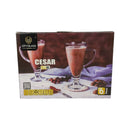 Box of City Glass Cesar glasses with a drink inside, on a white background