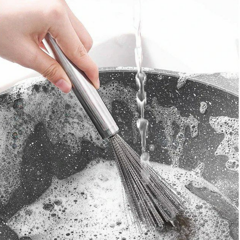 Heavy-Duty Stainless Steel Cleaning Brush For Pots, Pans, Drains, And Stove Cleaning