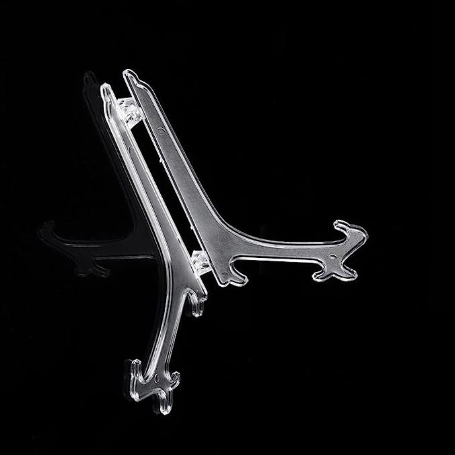 Clear Plastic Display Stand - Set of 12 Plate Holders & Picture Easels