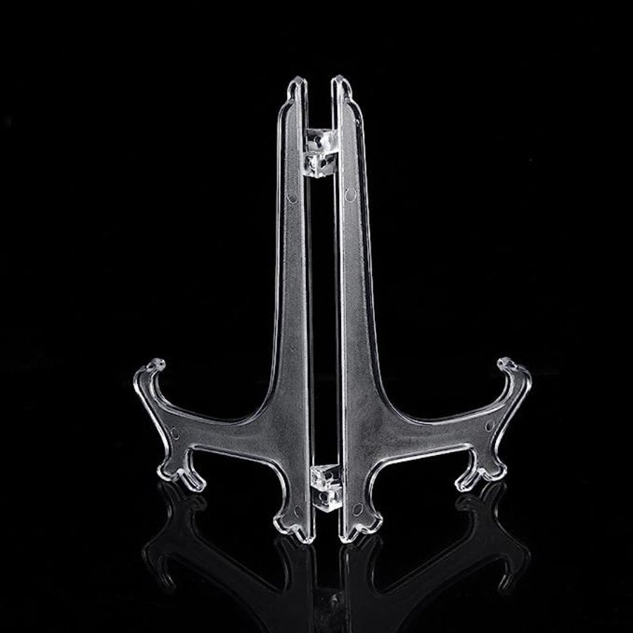 Clear Plastic Display Stand - Set of 12 Plate Holders & Picture Easels
