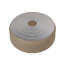 Round cork footstool with a textured gray top on a white background