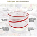 Round foldable mesh food cover for kitchen or picnic table