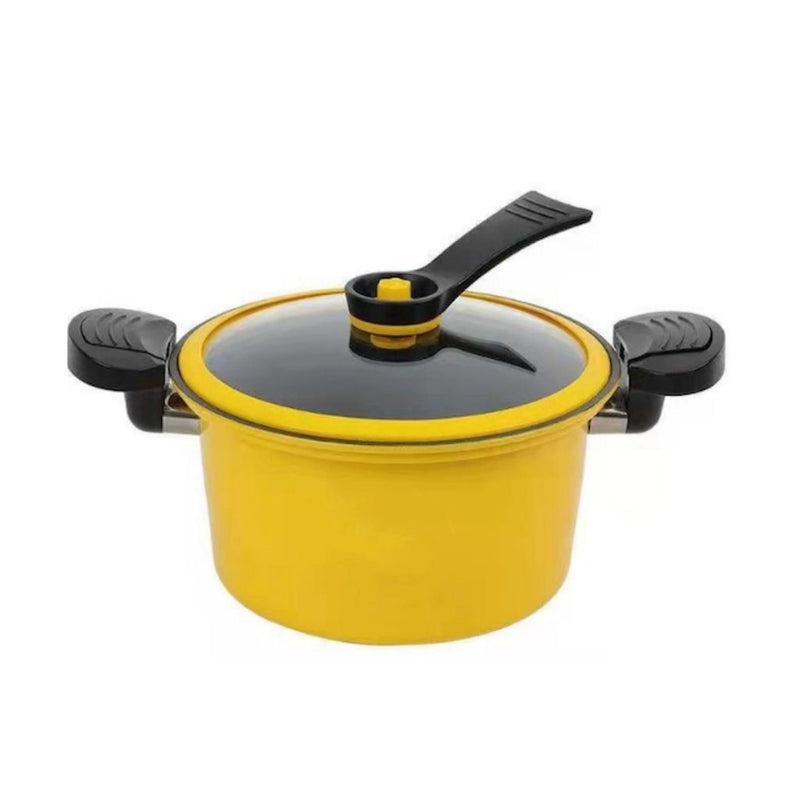 G.Duck 22cm yellow non-stick cooking pot with glass lid and handles