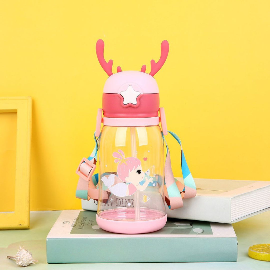 600ml Kids Water Bottle With Straw And Strap - Leakproof | Cupindy