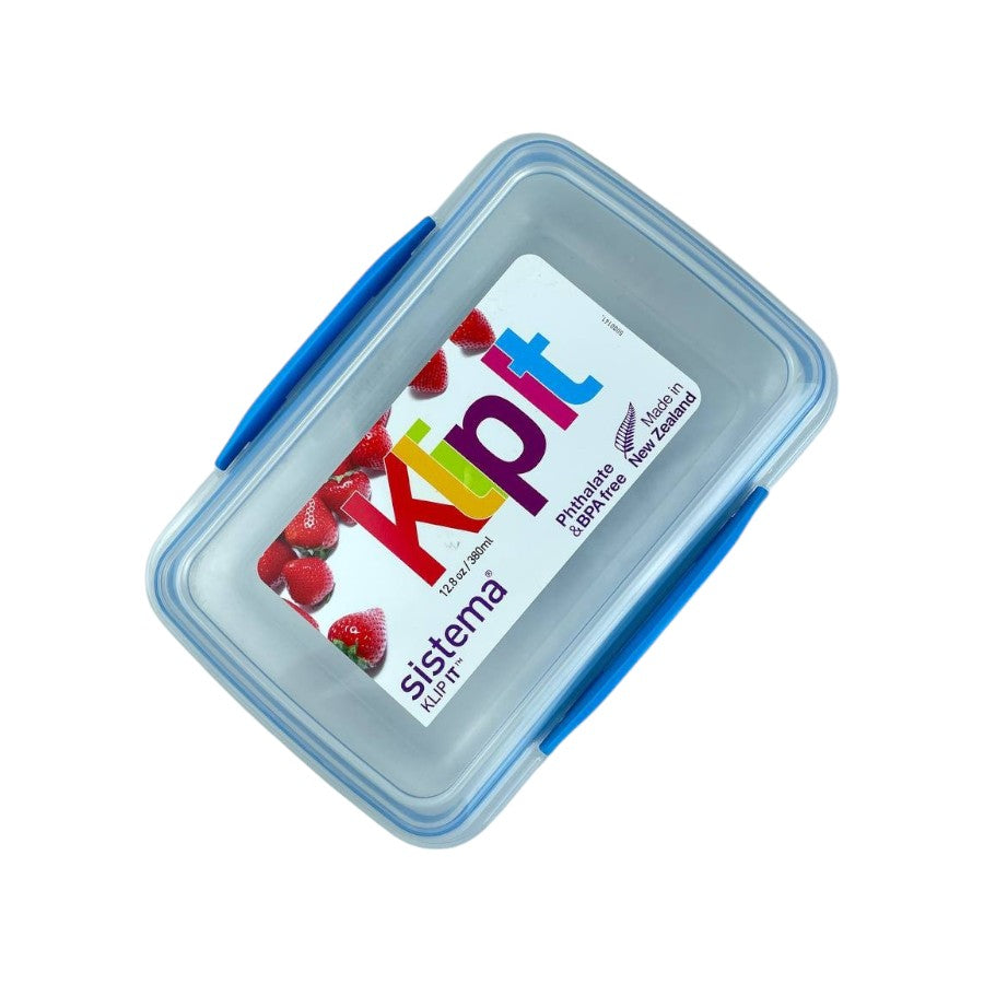 Sistema Klip It 380ml food storage container with blue clip-lock lid, ideal for keeping food fresh and portable | Cupindy Egypt