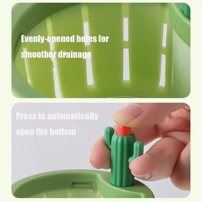 Compact Sink Strainer Basket With Cactus Handle And Lid, Ideal For Food Waste And Vegetable Residue Disposal, Easy To Clean And Use