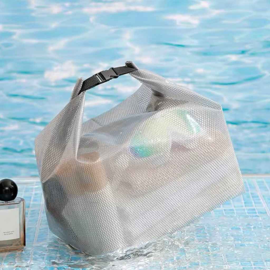 Waterproof Mesh Cosmetic Toiletry Bag For Travel & Daily Use – Lightweight & Foldable