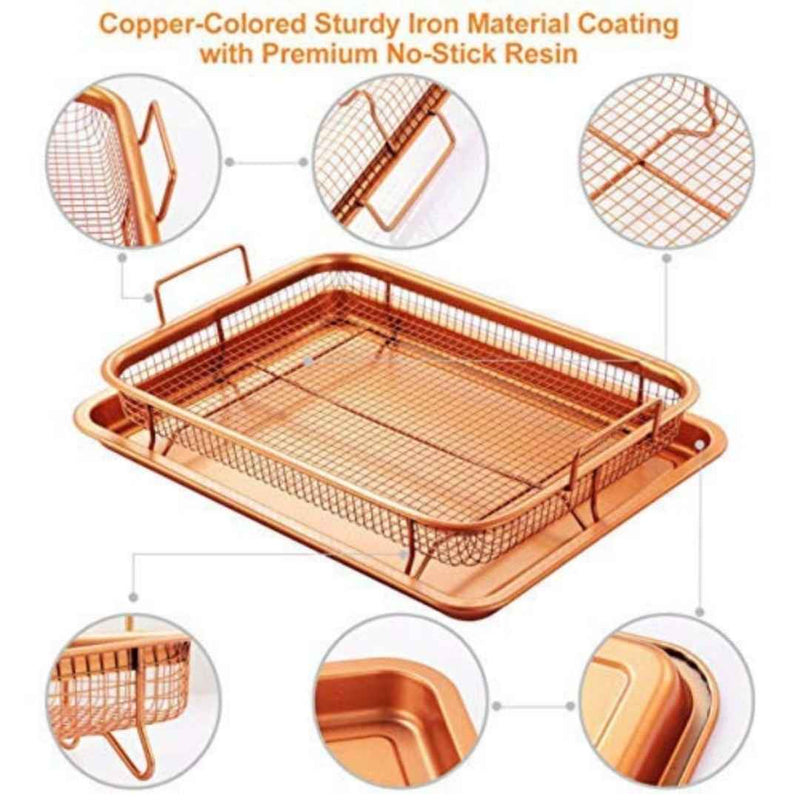 Copper baking tray and basket for oil-free crispy cooking at home – cupindy