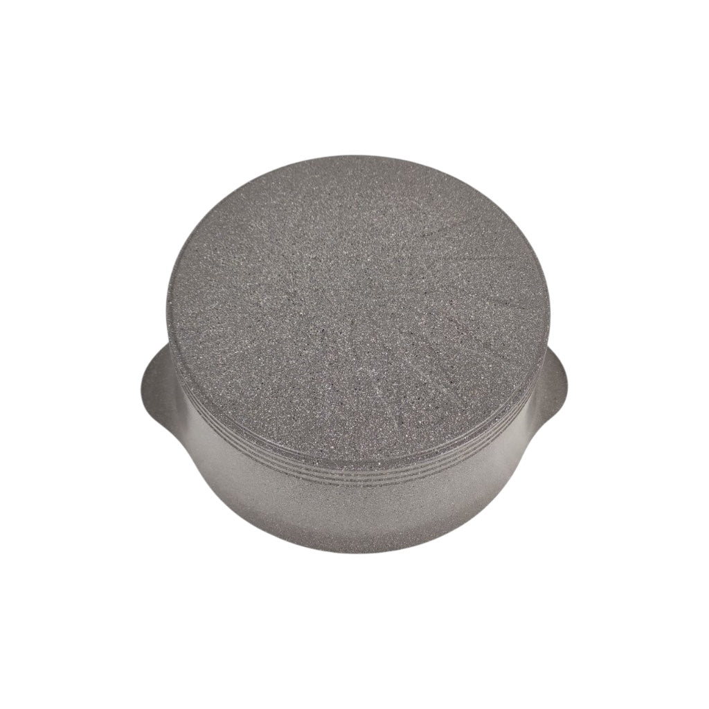 Round gray object on a white background
