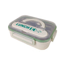 Lunch box with a green lid on a white background