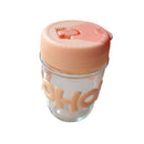 Glass juice mug with WOW letters and lid – perfect for kids and outdoor use