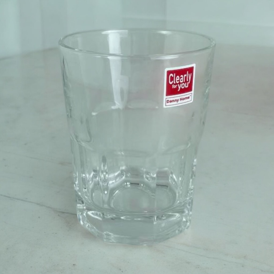 Danny Home Casablanca transparent glass tumbler 285ml with faceted design for daily and elegant drinkware use
