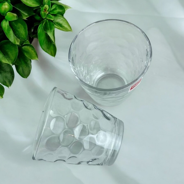 Danny Home Sevgilier glassware set of 6 tumblers, 270ml transparent design with textured style for drinks