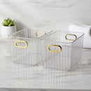 Decorative Acrylic Storage Basket - Clear Organizer with Gold Handles