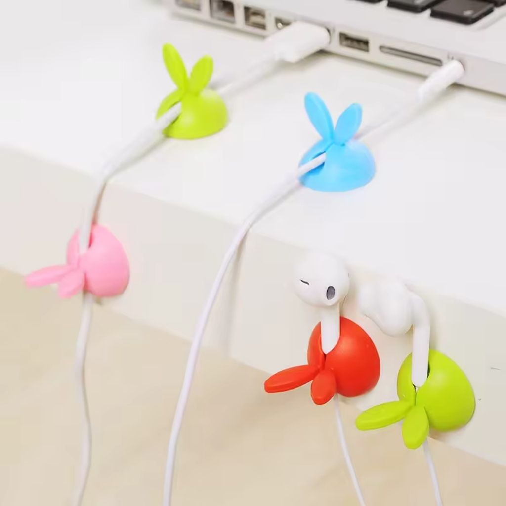 Colorful USB cord clips to keep wires tangle-free