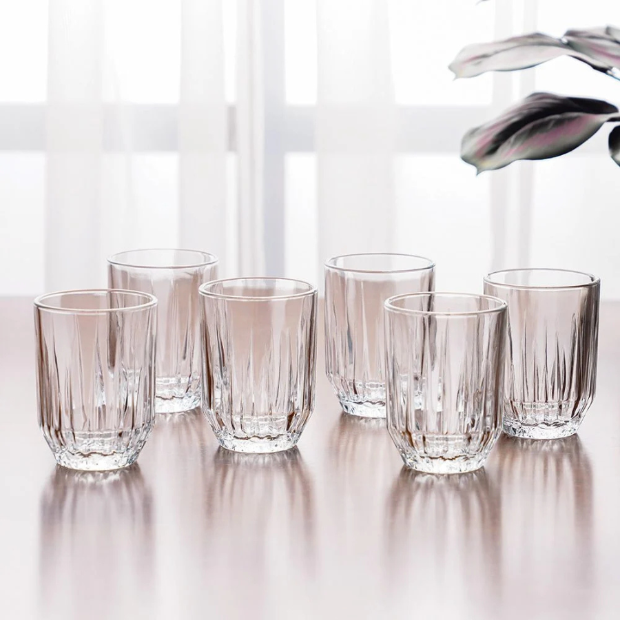 Pasabahce Echo glassware set of 6 tumblers, 260ml with transparent elegant design ideal for water and juice