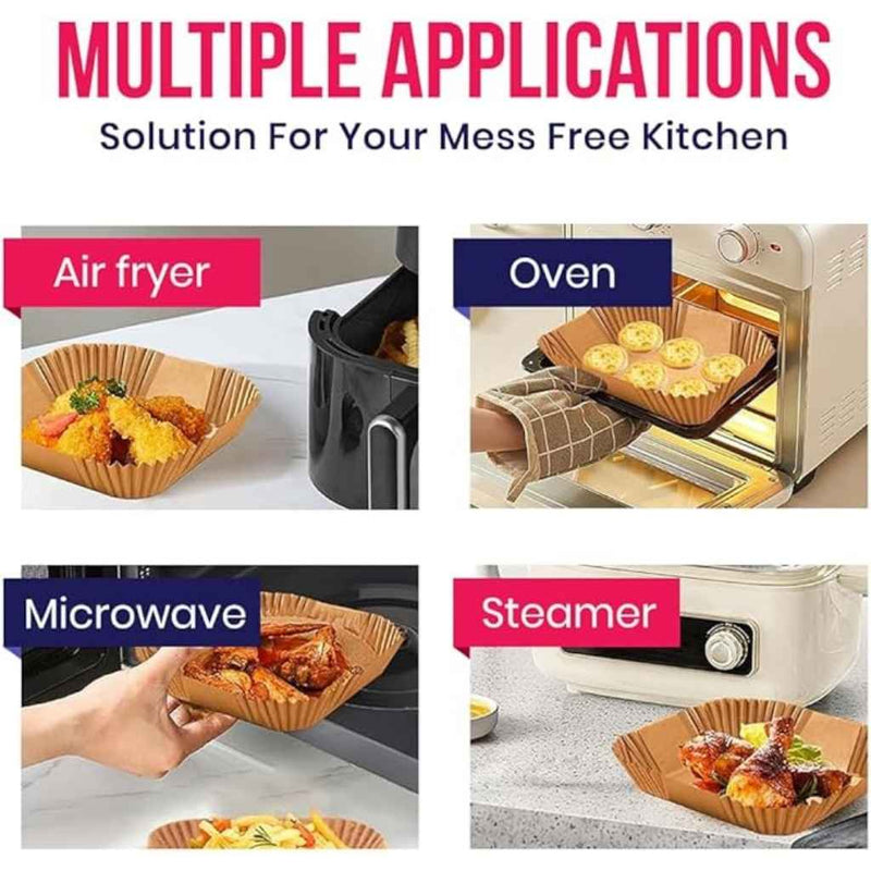 50-pack air fryer paper inserts, round and square, for clean and easy cooking | Cupindy