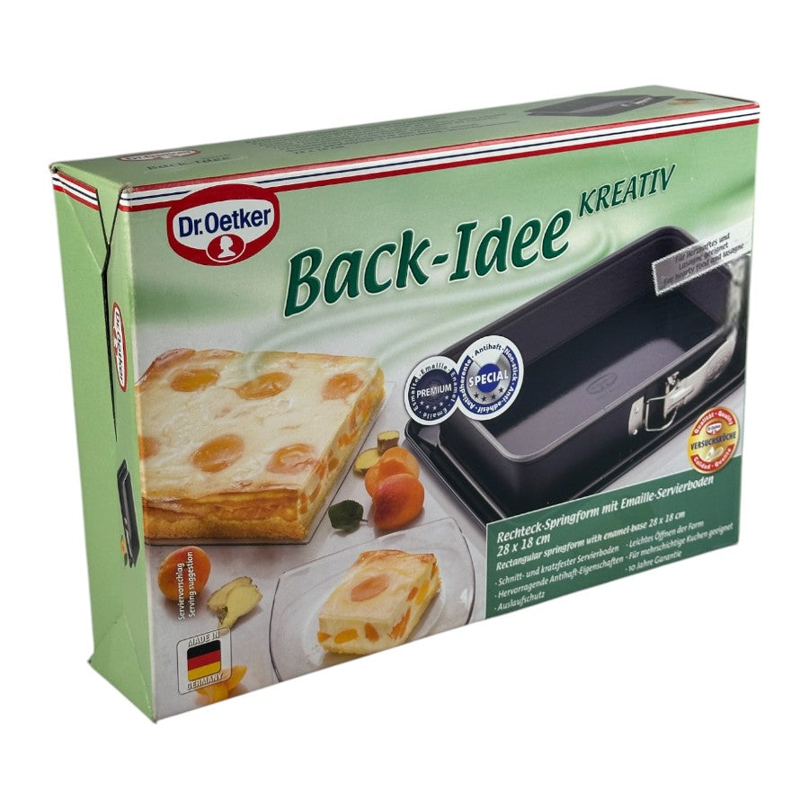 Dr. Oetker Rectangular Springform Pan With Enamel Base - 28x18cm Premium Non-Stick Bakeware