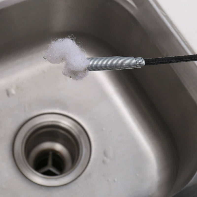 أداة تنظيف البالوعات المرنة 160 سم من الستانلس ستيل بمقبض نابضي