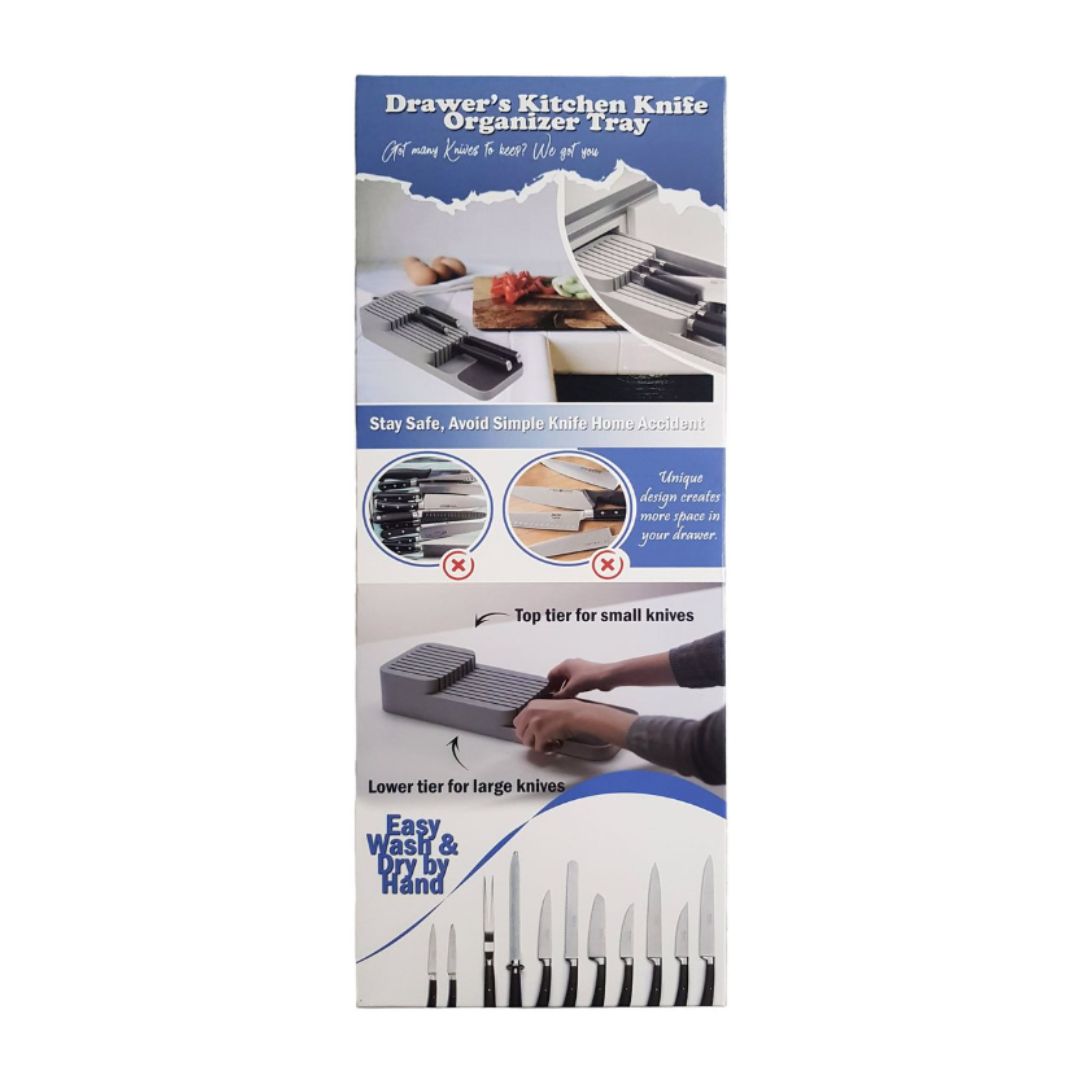 Dual layer knife storage tray with top and lower tiers | Cupindy