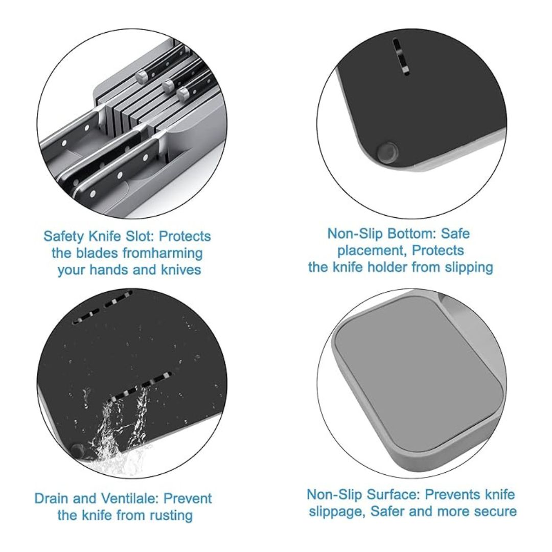 Space-saving drawer insert for kitchen knife storage | Cupindy