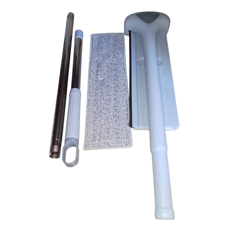 Hands-Free Flat Mop With Microfiber Pad - Dual Squeegee Design For Wet And Dry Cleaning