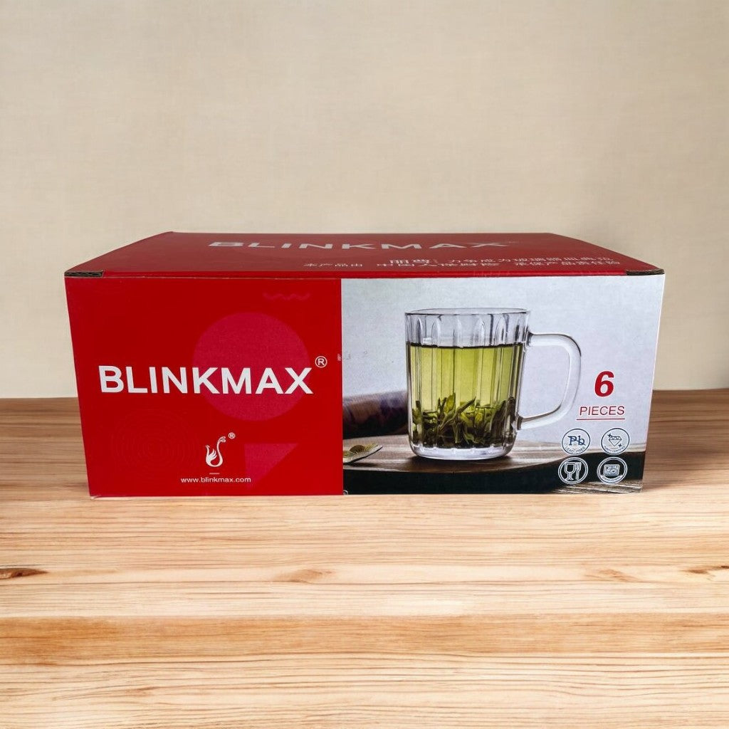Blinkmax 205ml Glass Mug Set Of 6 - Durable And Elegant Design For Hot And Cold Beverages