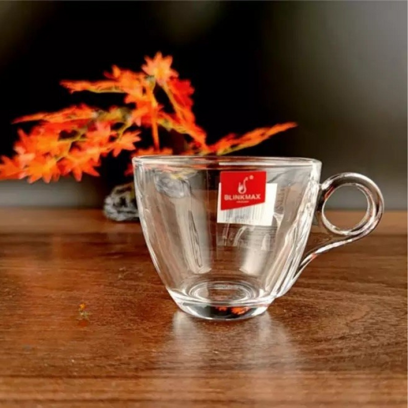 Blinkmax 190ml Glass Cup Set Of 6 - Stylish And Durable Design For Hot And Cold Beverages