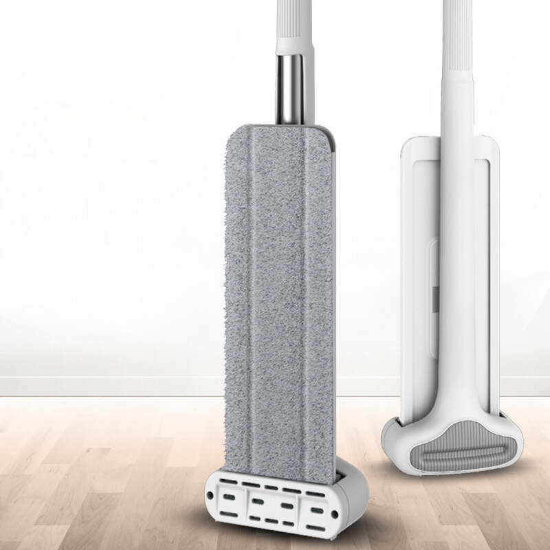 Hands-Free Flat Mop With Microfiber Pad - Dual Squeegee Design For Wet And Dry Cleaning