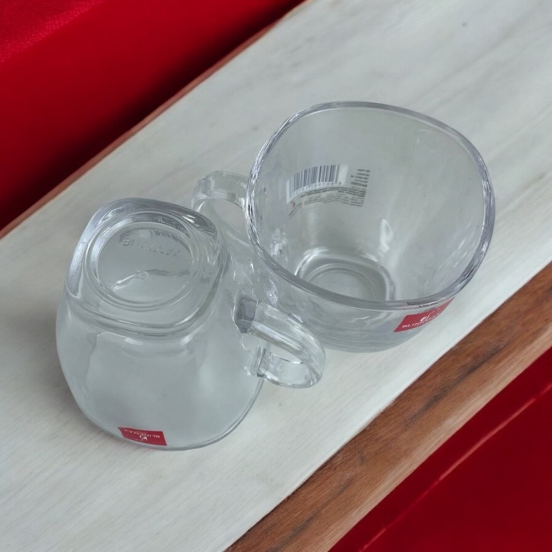 Blinkmax 190ml Glass Mug Set Of 6 - Rounded Base With Ergonomic Handle For Hot And Cold Beverages