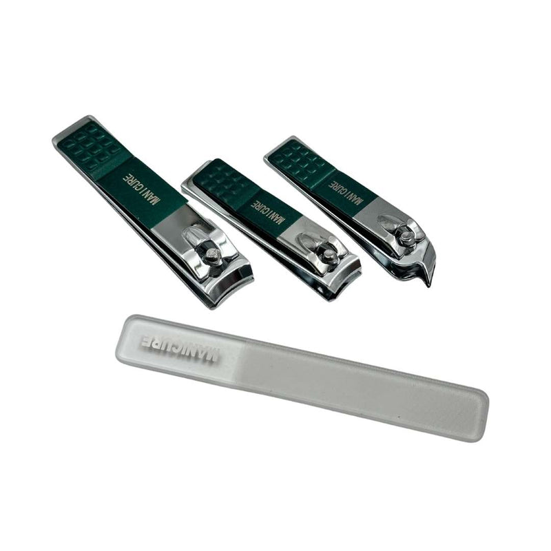 Manicure Nail Clipper Set With File – 3 Stainless Steel Clippers In Storage Case