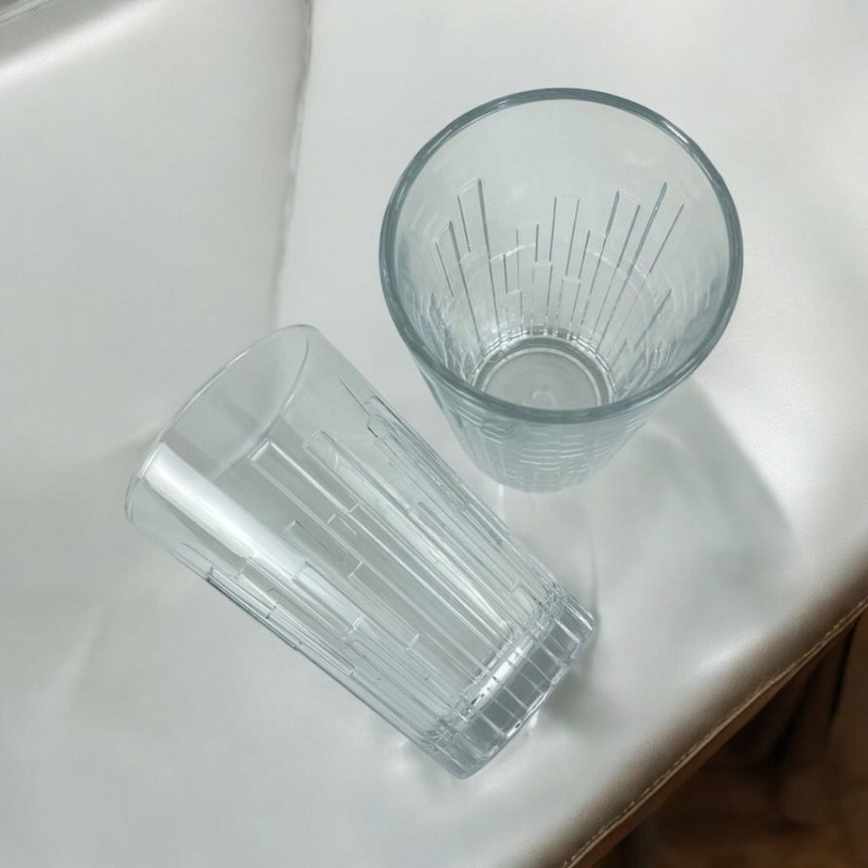 Pasabahce Scala Glass Tumblers With Vertical Textured Design – 330ml, Set Of Two Shown