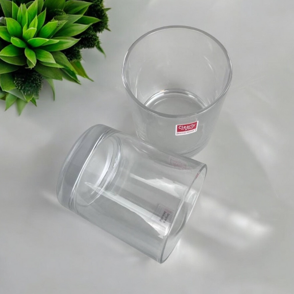 Two Danny Home Sonbahar 265ml Glass Tumblers Displayed On White Surface With Green Plant