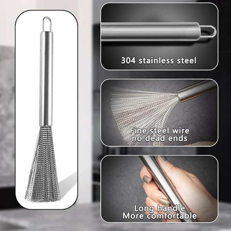 Heavy-Duty Stainless Steel Cleaning Brush For Pots, Pans, Drains, And Stove Cleaning