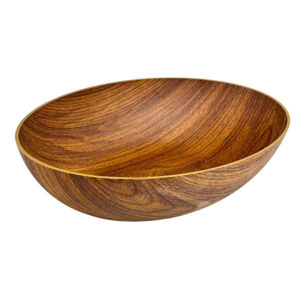 Evelin Large Plastic Bowl With Wooden Finish - 36 cm - Made In Turkey