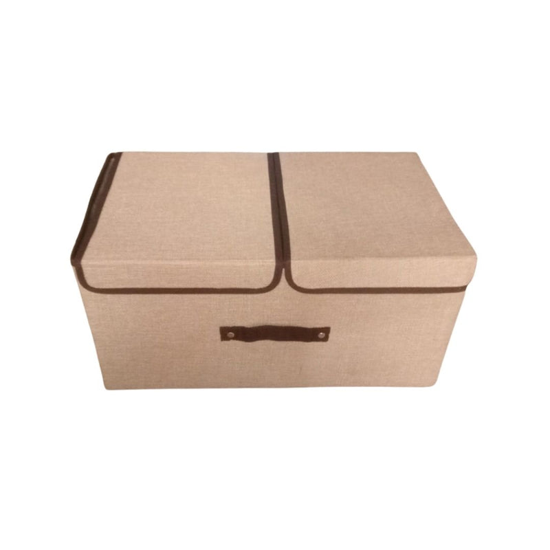 Beige Space-Saving Foldable Storage Box With Lid – Bedroom And Nursery Organizer