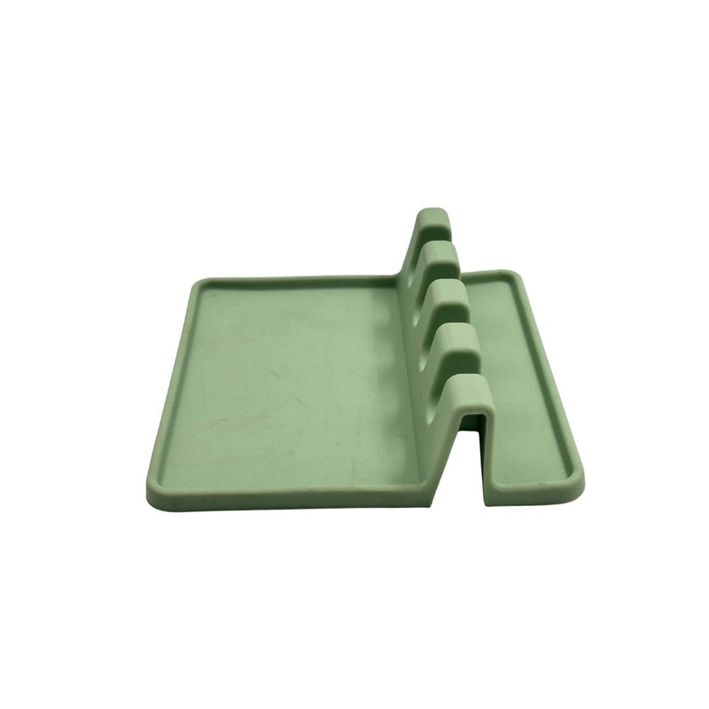 حامل أدوات مطبخ سيليكون – قاعدة مقاومة للحرارة لوضع الملاعق مع صينية لتجميع السوائل