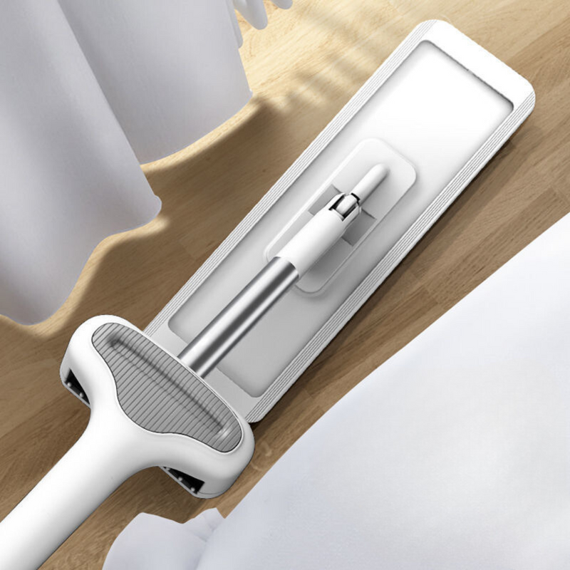 Hands-Free Flat Mop With Microfiber Pad - Dual Squeegee Design For Wet And Dry Cleaning