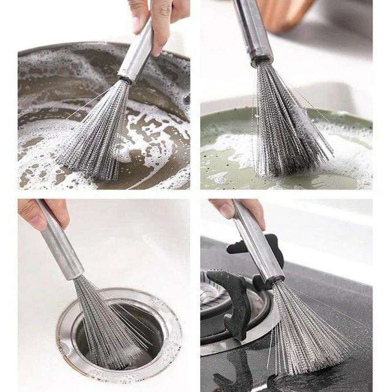 Heavy-Duty Stainless Steel Cleaning Brush For Pots, Pans, Drains, And Stove Cleaning