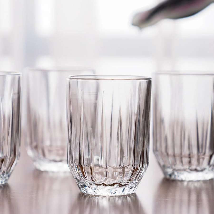 Pasabahce Echo set of 6 transparent tumblers, 260ml glassware for juice or water – elegant and durable drinkware set