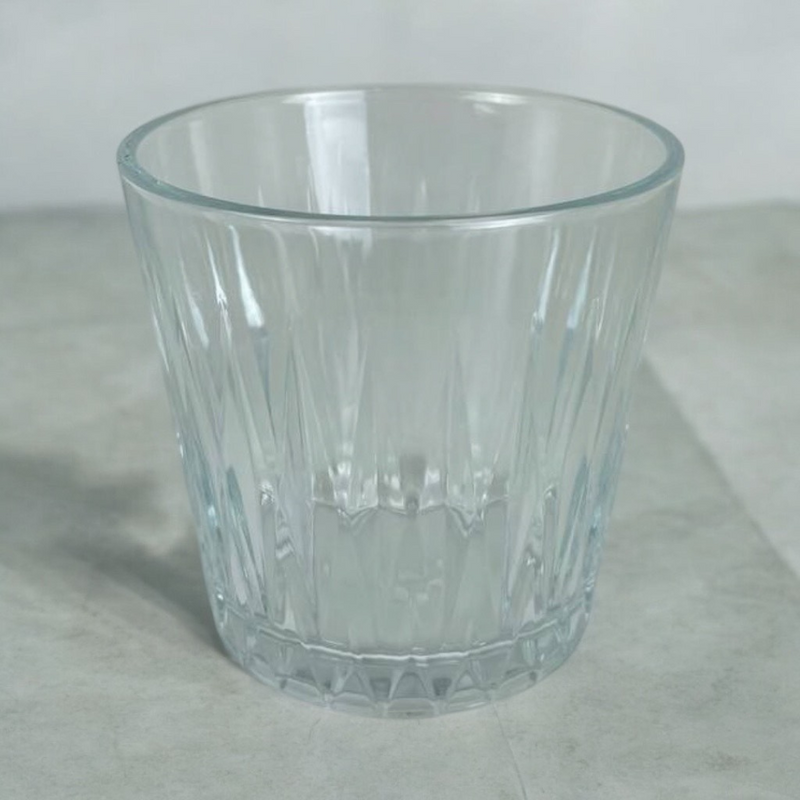 Pasabahce Luzia 300ml Glass Tumbler With Elegant Geometric Design On Marble Surface