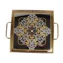 Elegant Italian Stainless Steel 18/10 Gold-Plated Serving Tray With Handles | Width 40 Cm