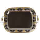 Elegant Stainless Steel Gold-Plated Rectangular Serving Tray With Handles | Length 46 Cm