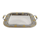 Elegant Stainless Steel Gold-Plated Rectangular Serving Tray With Handles | Length 46 Cm