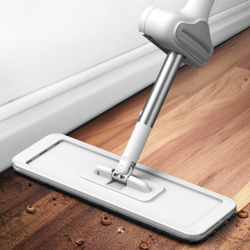 Hands-Free Flat Mop With Microfiber Pad - Dual Squeegee Design For Wet And Dry Cleaning