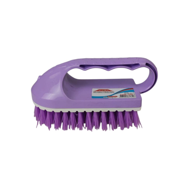 Purple brush with a handle on a white background