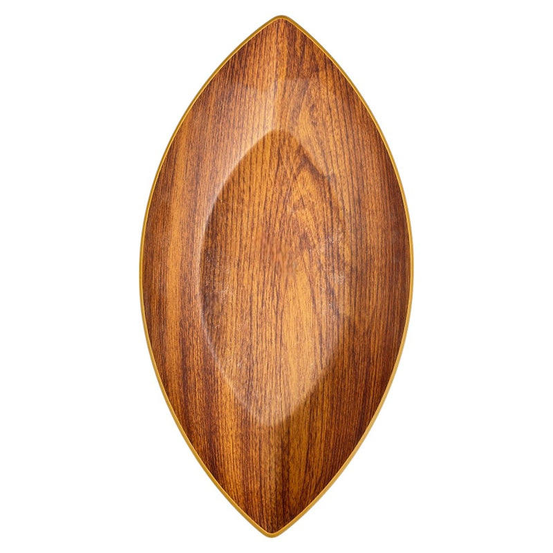 Evelin Large Decorative Plastic Bowl With Wooden Finish - 41 cm - Made In Turkey