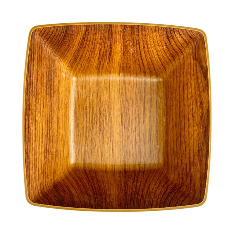 Evelin Square Plastic Bowl - 19.5 cm - Wooden-Style Finish - Made In Turkey